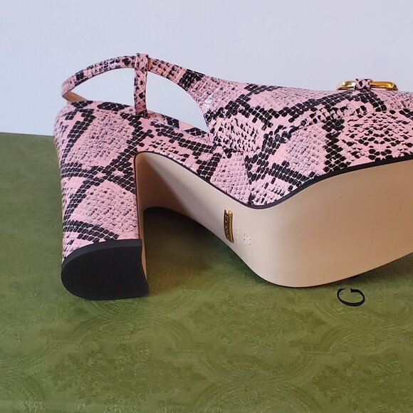 NIB Gucci Platform horsebit python print leather Pumps - IT 38/ US 8 - Picture 9 of 10
